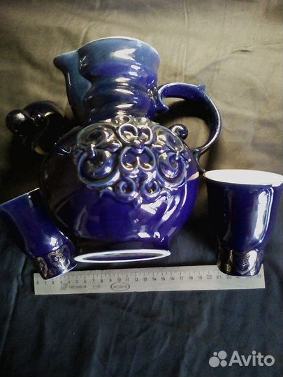 Кувшин/стаканы/н-р д/воды-сока/1972/Кобальт