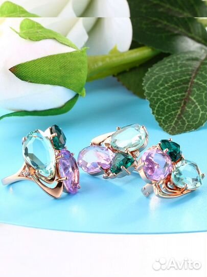 Комплект серьги и кольцо