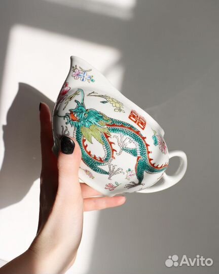 Чайные тройки и молочник Старый Китай дракон