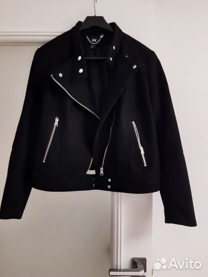 Косуха из шерсти, полупальто, черная р L