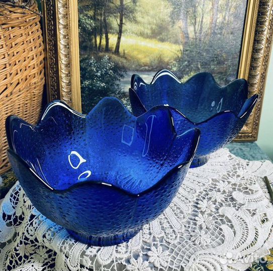 Салатник кобальтовое стекло