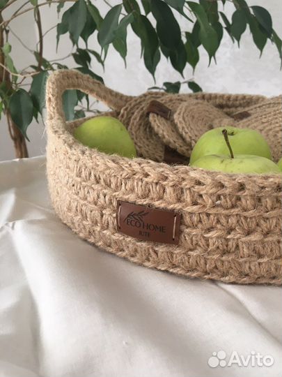 Поднос из джута, ручная работа