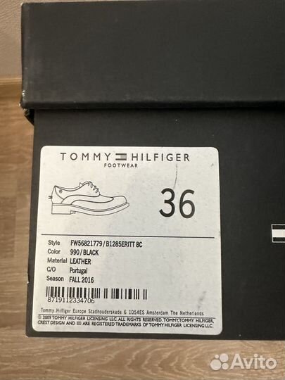 Туфли (полуботинки) женские 36р Tommy Hilfiger