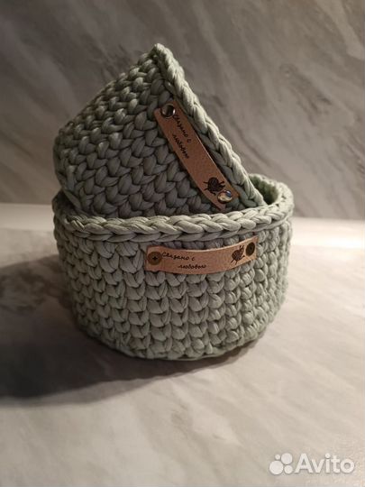 Корзинка из трикотажной пряжи