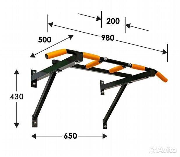 Турник треххватный (крепеж к стене)