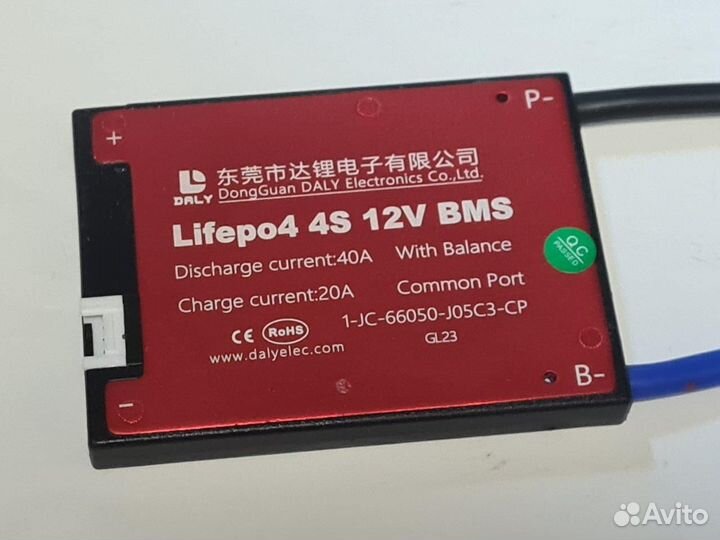 Плата контроля BMS lifepo4 4S 12V 40A