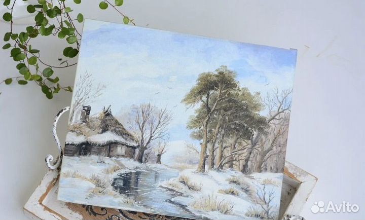 Разные картины маслом домик в деревне зима