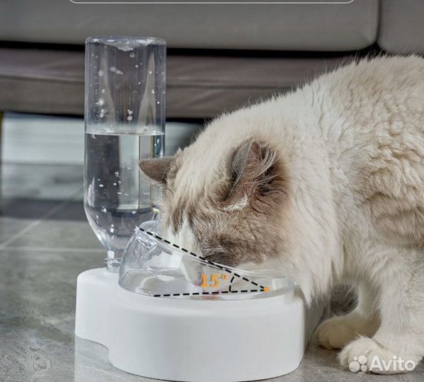 Тройная миска с автопоилкой для кошек