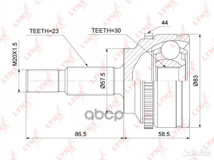 Шрус внешний перед прав/лев CO6322A lynxauto