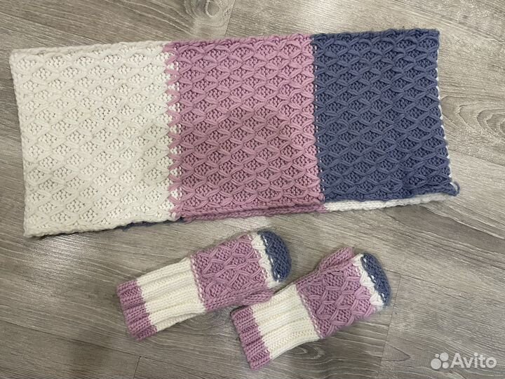 Детский шарф-снуд и варежки, комплект