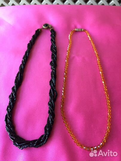 Чехия-ссср Бисер Стеклярус Бусы Ожерелье