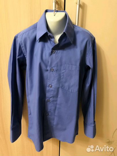 Рубашка синяя, лиловая р. 116-122