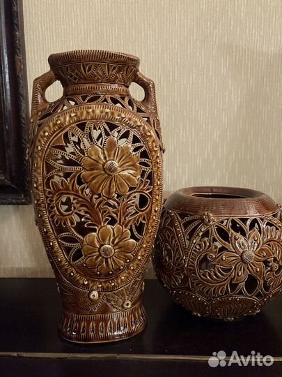Вазы керамические, резные, ручная работа