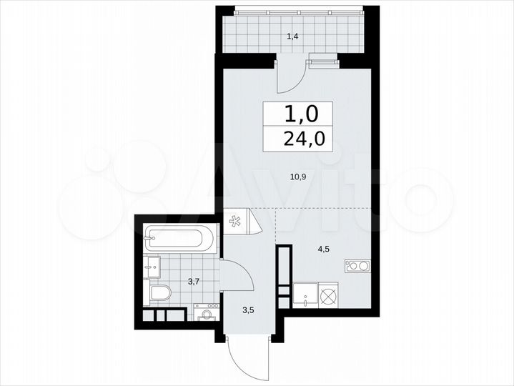 Квартира-студия, 24 м², 11/12 эт.