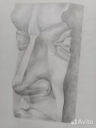 Академический рисунок. Части лица Давида