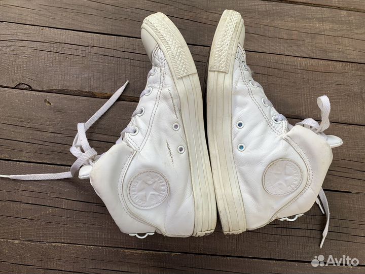 Кеды converse белые кожаные