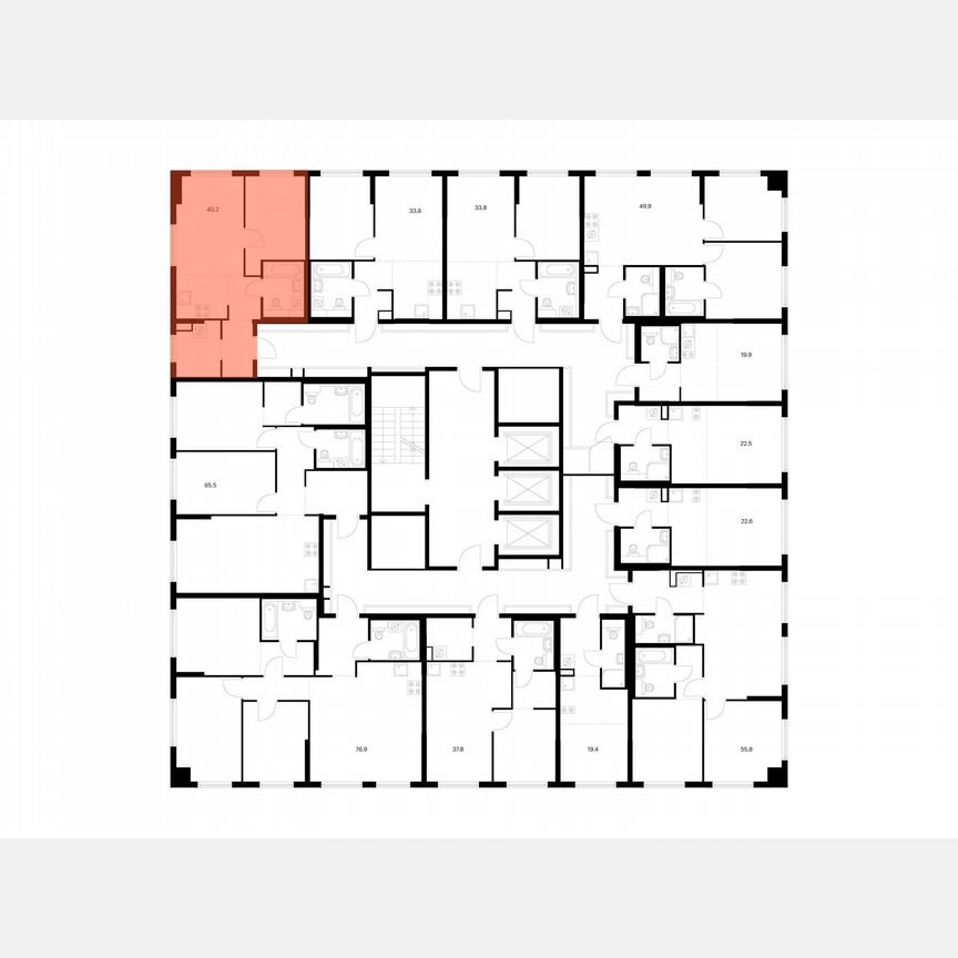 1-к. квартира, 40,2 м², 22/24 эт.