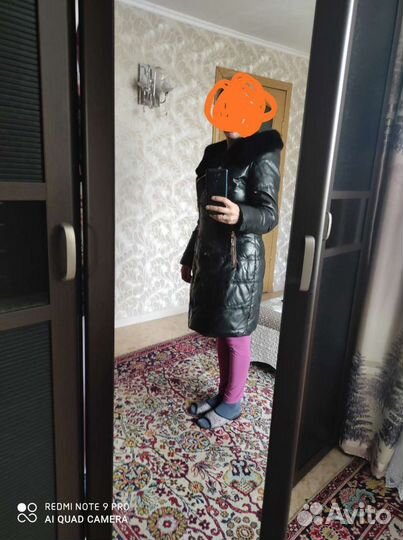 Пуховик кожанный