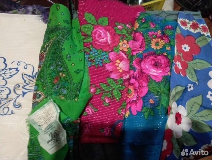 Платки СССР шифон шёлк шерстяной с с осыпкой