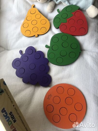 Сортер, мозайка деревянная фрукты raduga kids