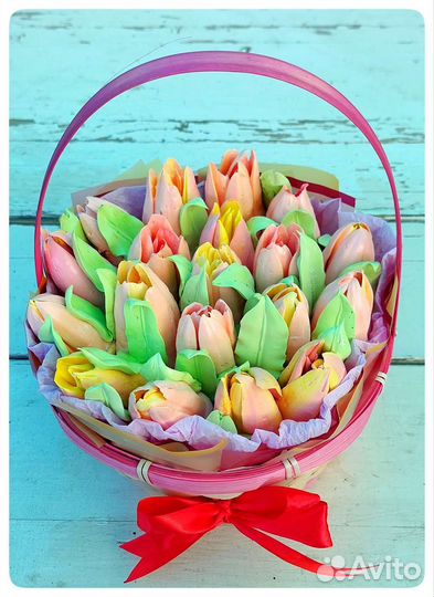Тюльпаны в корзине/Тюльпаны из зефира