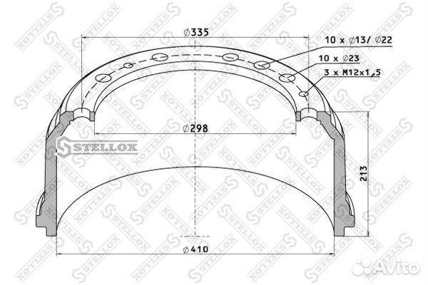 85-00013-SX торм.барабан 410x160/167 H213 d2