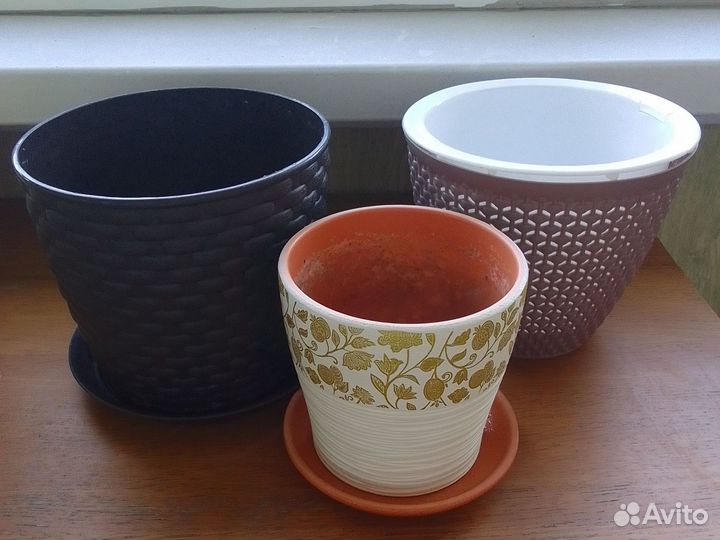 Горшок керамические и пластмассовые