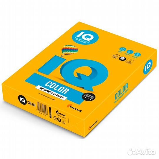 Бумага цветная IQ color, А4, 160 г/м2, 250 л