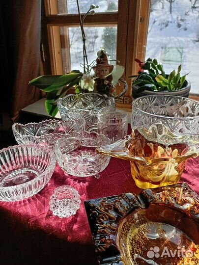 Хрустальная конфетница и салатник СССР