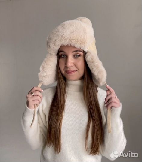 Шапка ушанка зимняя женская