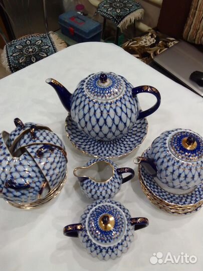 Сервиз кобальтовая сетка лфз чайный