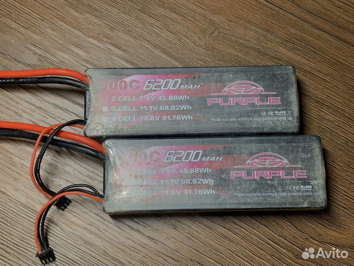 Аккумуляторы lipo 7.4v 2s 6200mah 100c