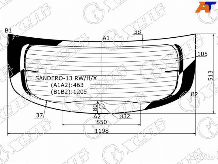 Стекло заднее Renault Sandero
