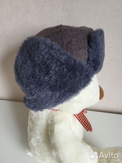 Шапка ушанка мужская 54 55 р серая меховая сукно