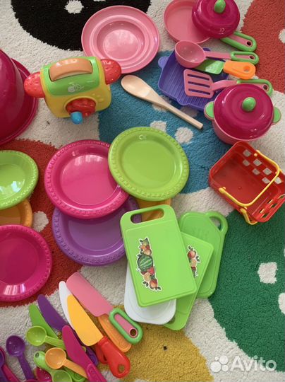 Набор детской игрушечной посуды, плита
