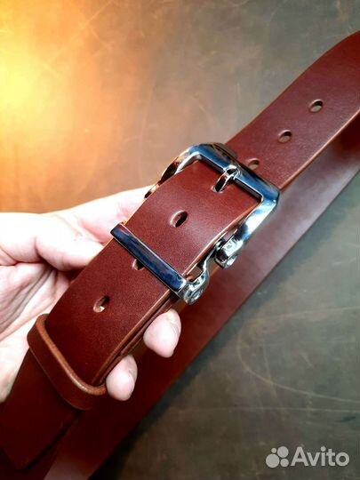 Настоящий кожаный ремень ручной работы