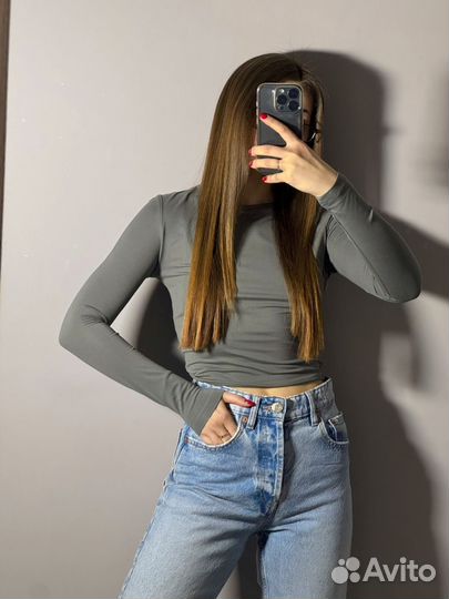 Серый лонгслив shein