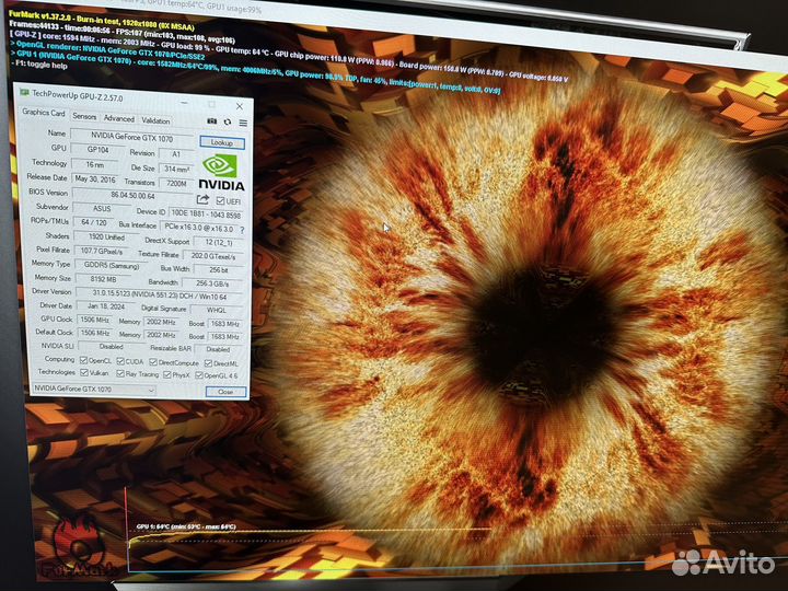 Asus GTX 1070 ROG Strix 8гб