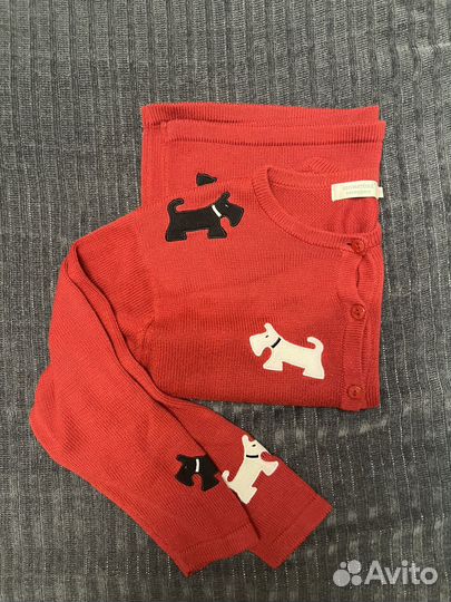 Уникальный винтажная кардиган с собаками S