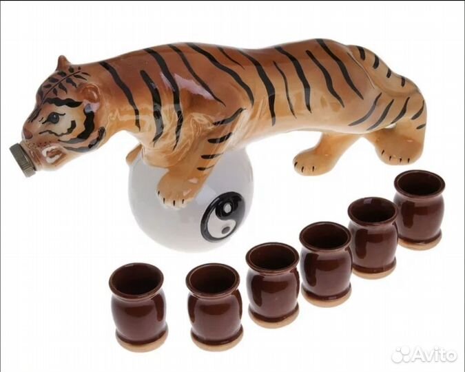 Штоф набор винный тигр 7 предметов 1 литр