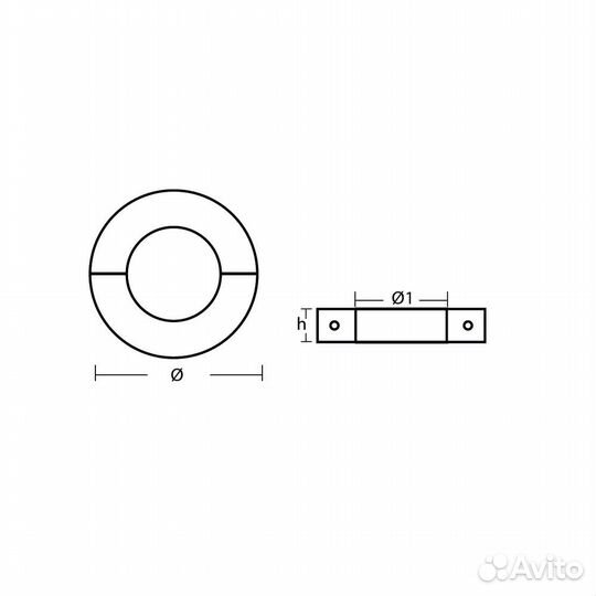 Цинковый разъемный анод Tecnoseal 00560 90x25мм тонкий кольцевой для валов 50мм