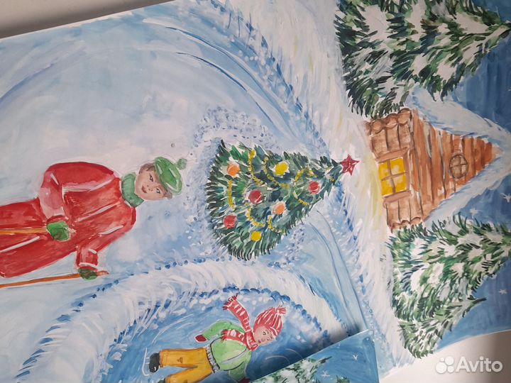 Рисунок, спорт.новгод,спортсемья Достав Лен.р-ну