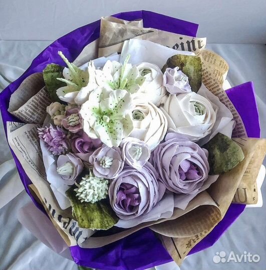 Зефир. Цветы из зефира. Съедобный сладкий букет