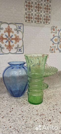 Вазы из цветного стекла СССР