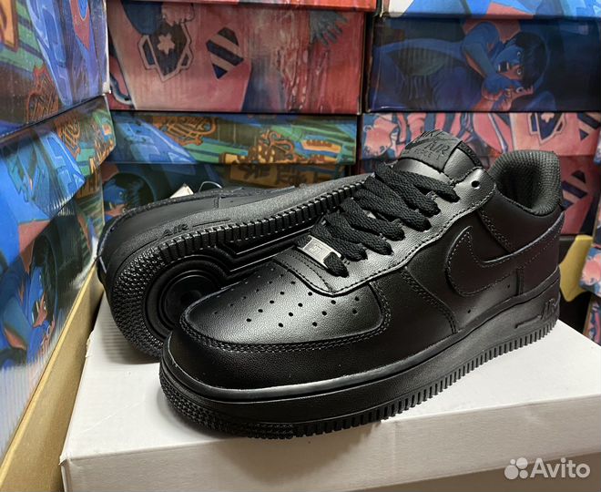 Кроссовки Nike Air Force 1 Black, Люкс (40-45)