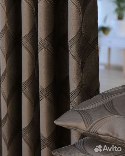 Шторы жаккард Альба Кофейный готовые