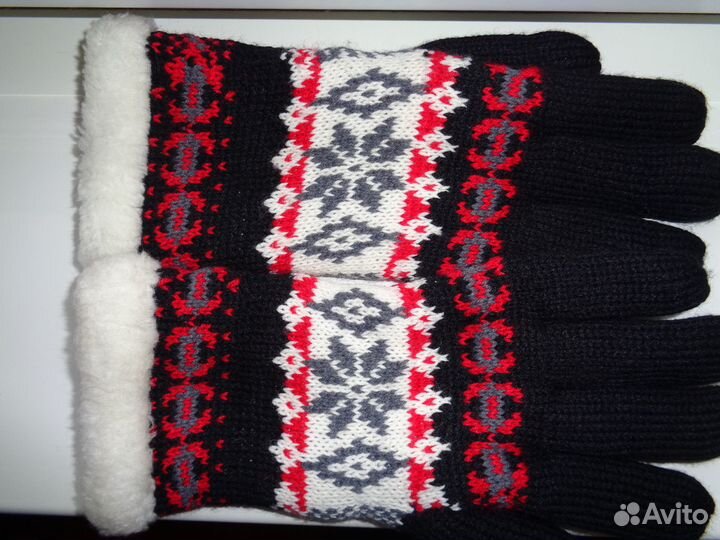 Перчатки женские вязанные двойные новые
