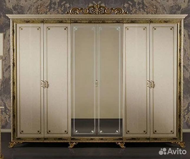 Шкаф 6-и дверный с зеркалами Катя беж