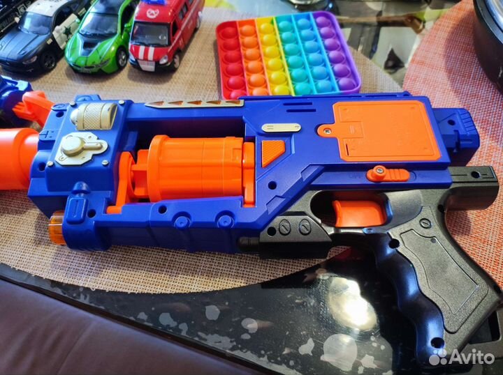 Детские машинки игрушки нерф пистолет