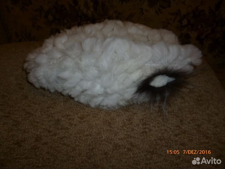 Шапка-берет натуральный кролик